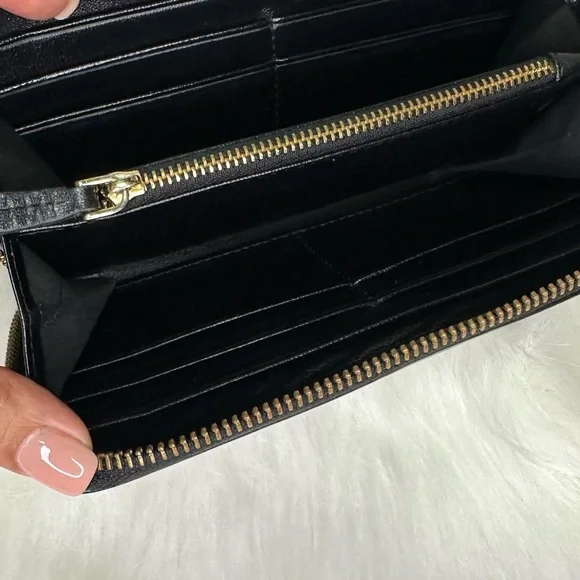 Authentic Miu Miu by Prada leather Black Croc Embossed Zip Around Wallet vintage